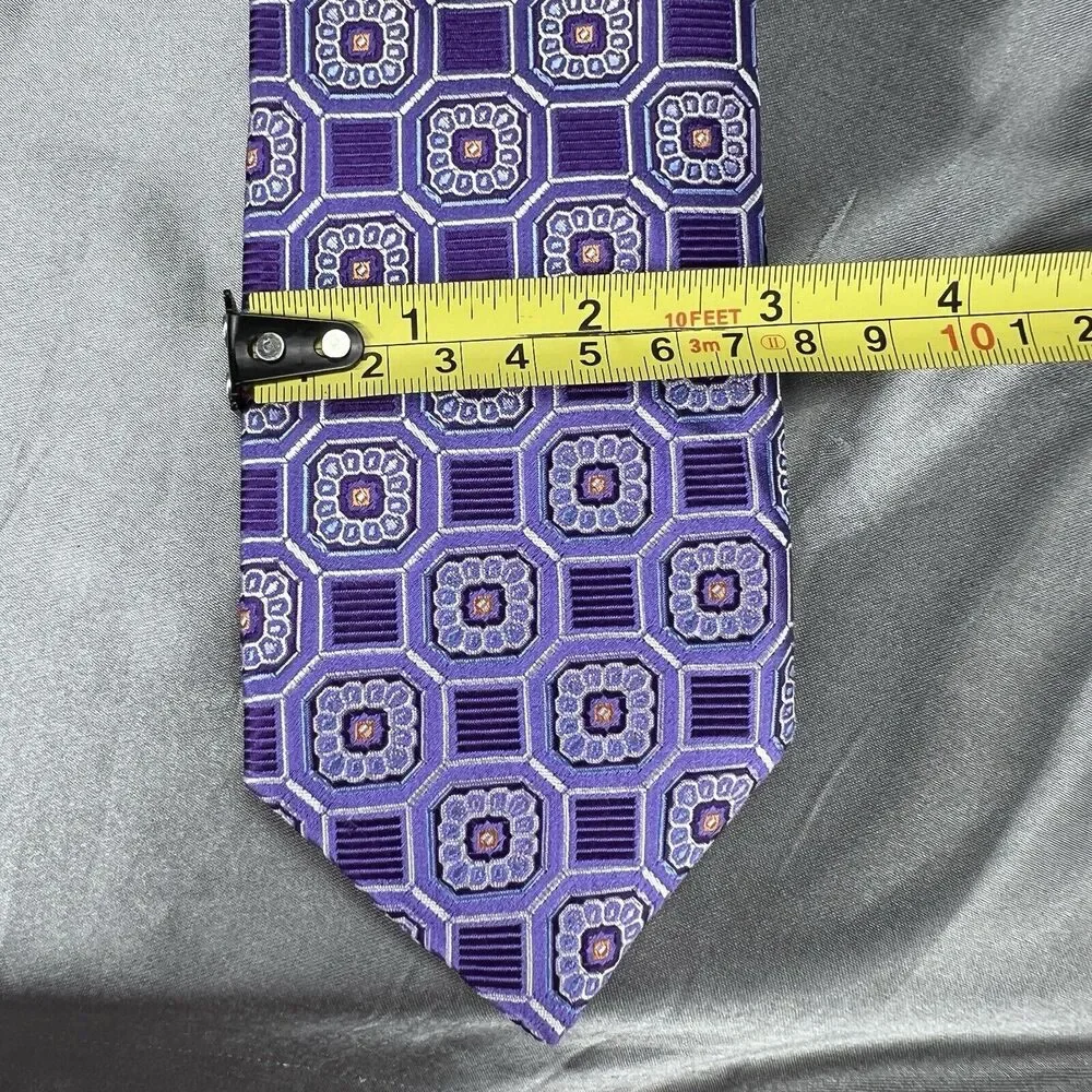 John W. Nordstrom Men’s Repp Tie Silk Necktie Purple Medallion‎ Geometric Gifts